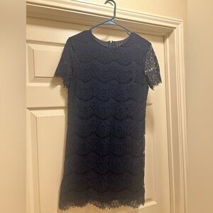 Lulu’s Women’s Take Me to Brunch Navy Blue Lace Shift Dress